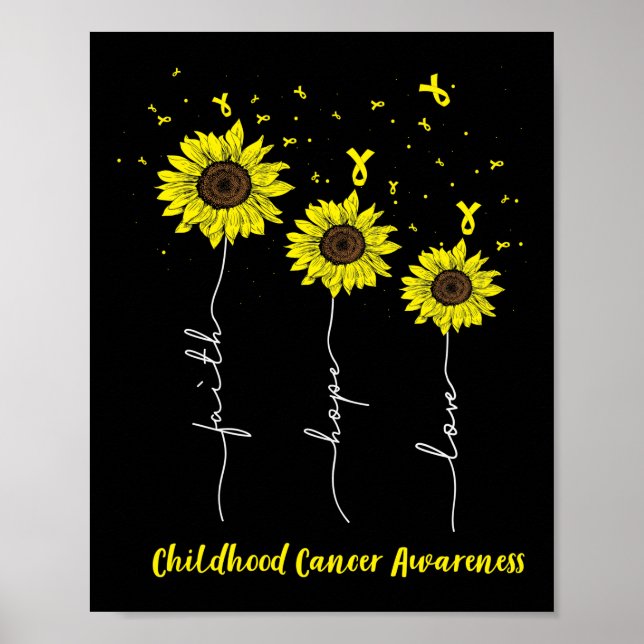 Faith Hope Love Sunflower Childhood Cancer Awarene Poster (Framsidan)