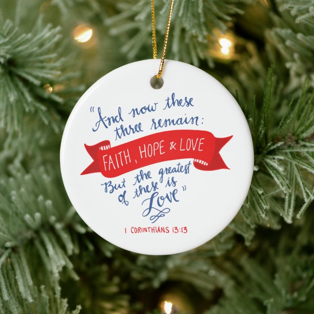 Faith Hope och Kärlek 2 Julgransprydnad Keramik (Träd)