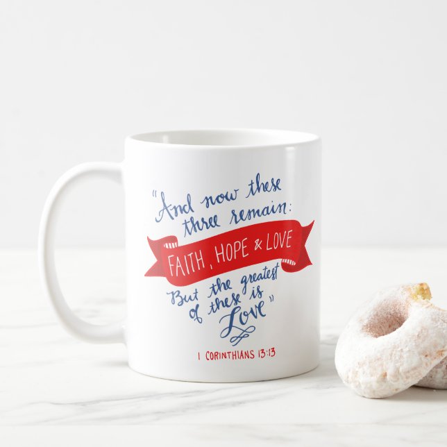 Faith Hope och Kärlek 2 Kaffemugg (Med munk)