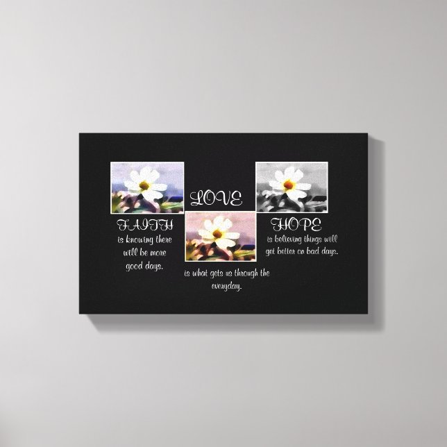 Faith, Hope och Kärlek blommigt canvas (Framsida)