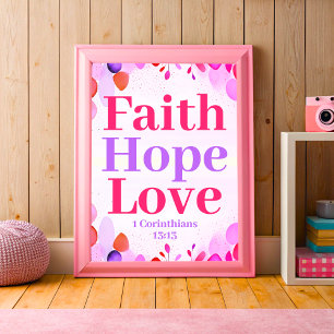 Faith Hope och kärlek Boho Christian Tonåring Girl Poster