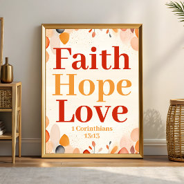 Faith, hope och kärlek Boho Christian Wall Art Poster