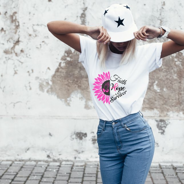 Faith Hope Survivor Breast Cancer Awareness T Shirt (Skapare uppladdad)