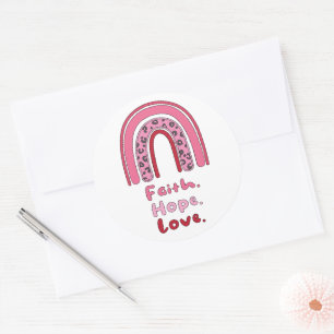 Faith, hopp, kärlek-rosa-boho-regnbåge runt klistermärke