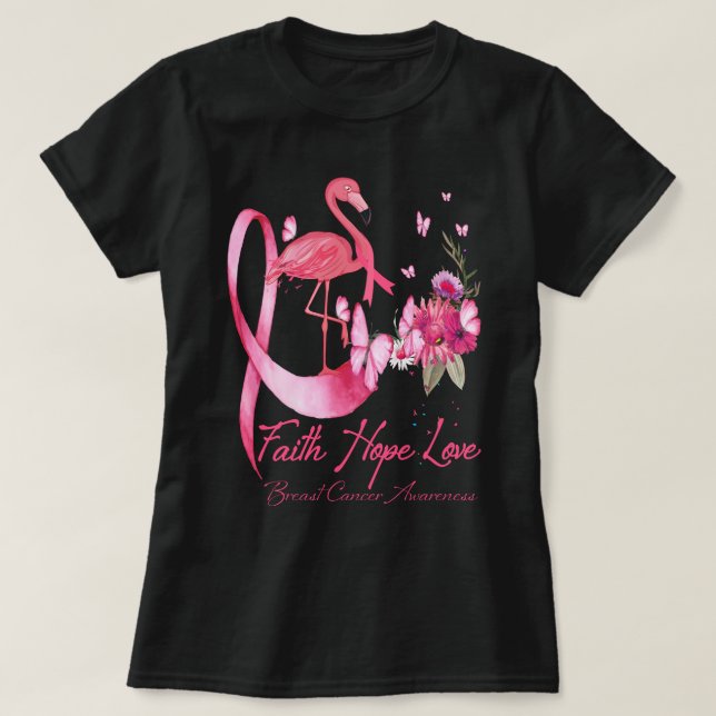 Faith Hummingbird ribbon bröstcancermedvetenhet T Shirt (Design framsida)
