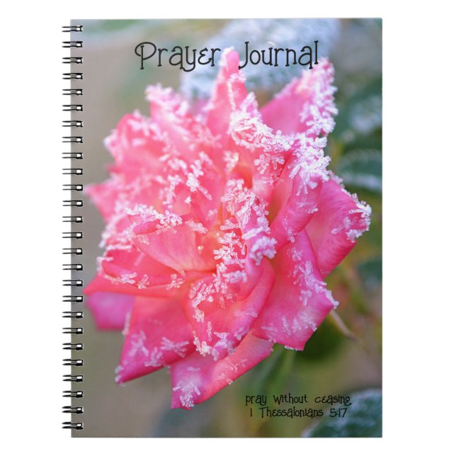 Faith Ice Crystals Ro i Rosa Prayer Journal Anteckningsbok (Framsidan)
