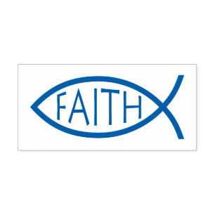 FAITH Ichthus   Christian Fish Symbol Självfärgande Stämpel