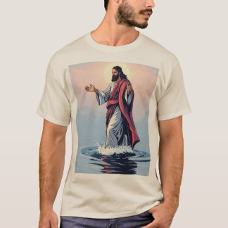 Faith in Action: Jesus Walking på Vatten Tee