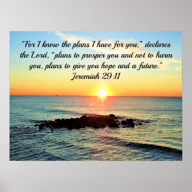 FAITH IN GOD JEREMIAH 29:11 BIBLE VERSE SUNRISE POSTER (Framsidan)