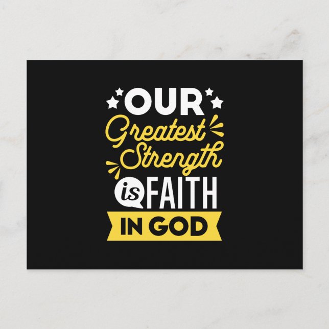 Faith in God – Our Greatest Strength Quote Helg Vykort (Framsida)