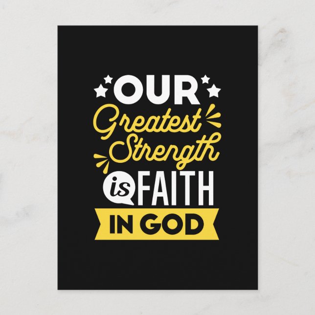 Faith in God – Our Greatest Strength Quote Vykort (Framsida)