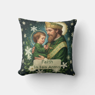 Faith in His Arms Saint Patrick with Baby Jesus  Kudde