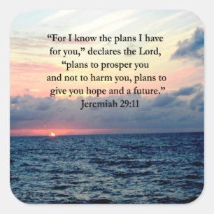 FAITH IN JEREMIAH 29:11 SUNRISE VERSE FYRKANTIGT KLISTERMÄRKE