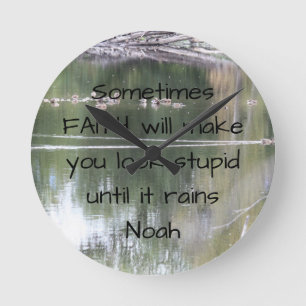 Faith Inspirational Humor Citote Bible Christian Rund Klocka