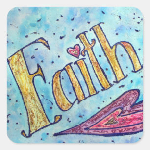 Faith Inspirational Ord Art Decal-fästare Fyrkantigt Klistermärke