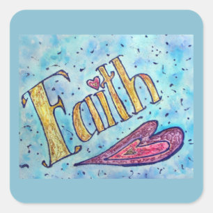 Faith inspirational Ord Art Decal Stickers Fyrkantigt Klistermärke