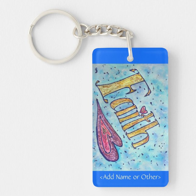 Faith Inspirational Ord Art Keychain - Anpassnings (Framsidan)