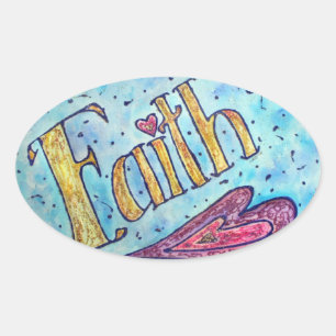 Faith Inspirational Ord Art Sticker Decals Ovalt Klistermärke