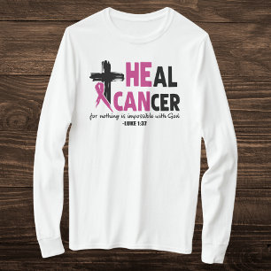 Faith-Inspired 'Heal Cancer' Rosa Ribbon och Kor T Shirt