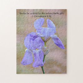 Faith Iris Blue Flower Bible Verse Puzzle Pussel