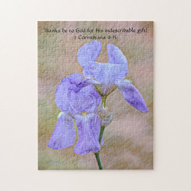 Faith Iris Blue Flower Bible Verse Puzzle Pussel (Vertikal)