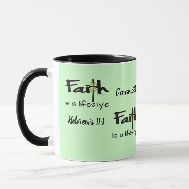 "Faith is a Lifestyle" - Hot Beverage Cup / Mug Mugg (Vänster)