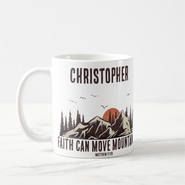 Faith kan flytta berg Bible Verse åt honom Kaffemugg (Vänster)