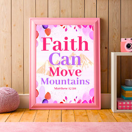Faith kan flytta berg Boho Christian Tonåring Girl Poster