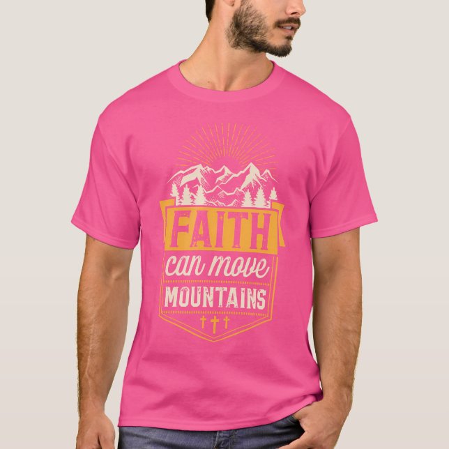 Faith kan flytta berg Cute Bible Verse Camping T Shirt (Framsida)