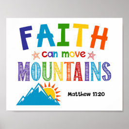 Faith kan flytta berg Kids Christian Scripture Poster