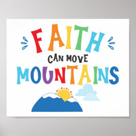 Faith kan flytta berg Kids Christian Scripture Poster