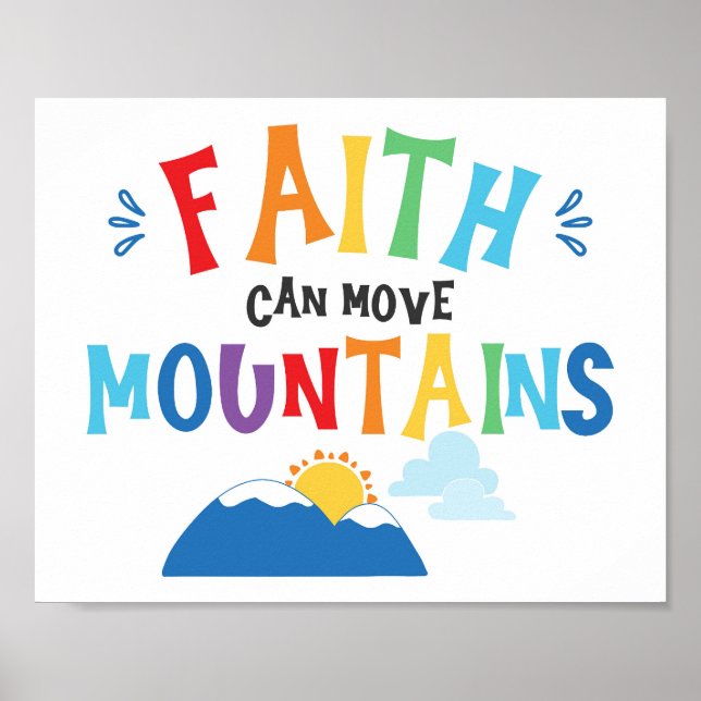 Faith kan flytta berg Kids Christian Scripture Poster (Framsidan)