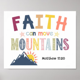Faith kan flytta berg Kids Christian Scripture Poster