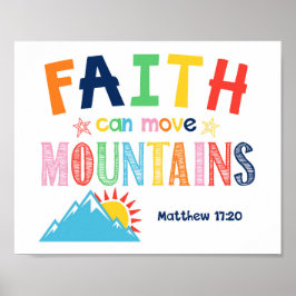 Faith kan flytta berg Kids Scripture Art Poster