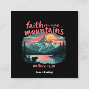 Faith kan flytta berg Matthew 17:20 Bible Verse Fyrkantigt Visitkort