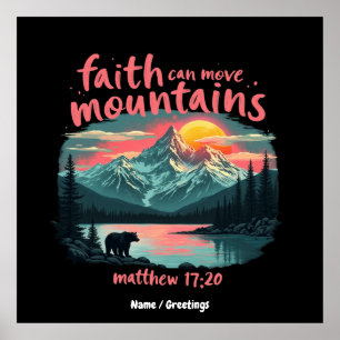 Faith kan flytta berg Matthew 17:20 Bible Verse Poster