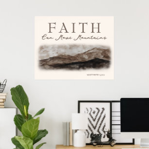 Faith kan flytta bergarnas Rocky Ligcape-målning Poster