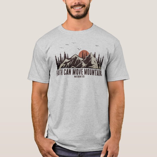 Faith kan flytta bergen Bible Verse Christian T Shirt (Framsida)