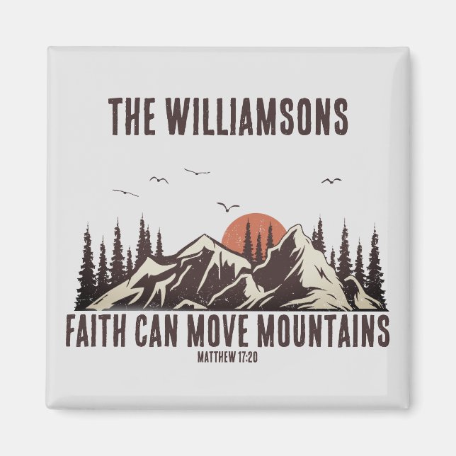 Faith kan flytta bergen Christian Bible Verse Magnet (Framsidan)