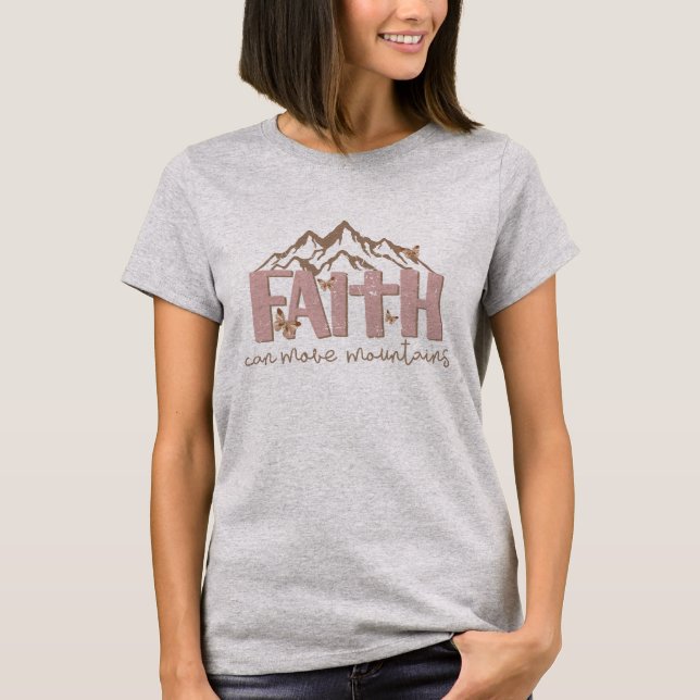 Faith kan flytta bergen Christian T-Shirt (Framsida)