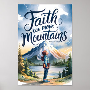 Faith kan flytta bergen Christian Tonåring Girl Ar Poster