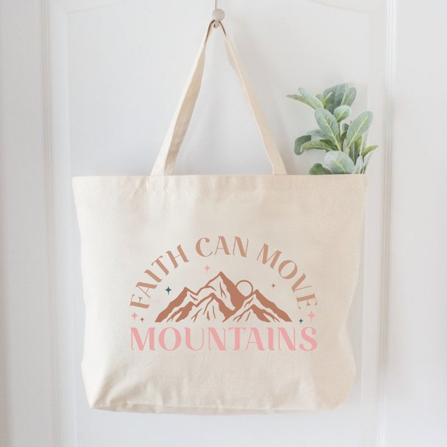 Faith kan flytta de kristna kvinnornas tro jumbo tygkasse (Faith Can Move Mountains Christian Women Faith Large Tote Bag)