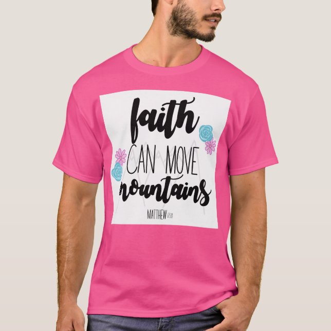 Faith kan flytta Sleeven Baseball T Shirt (Framsida)