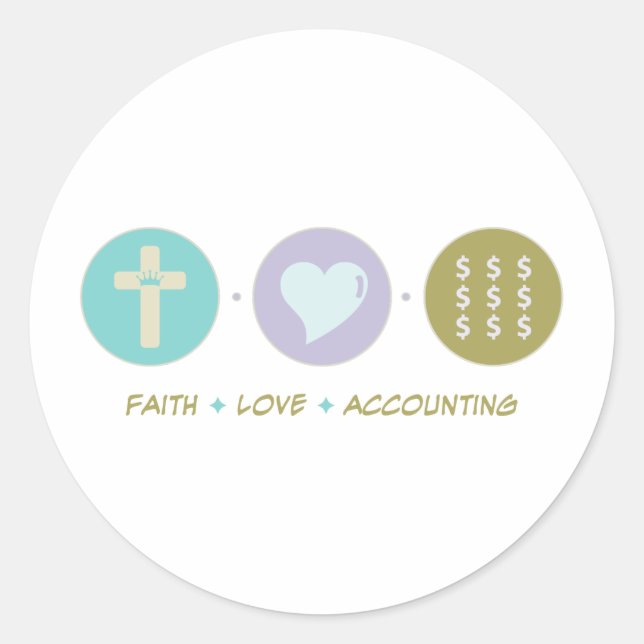 Faith Kärlek Accounting Runt Klistermärke (Framsida)