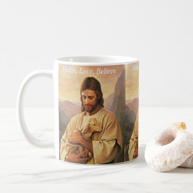 Faith, Kärlek, Beleive, Jesus Mugg (Med munk)