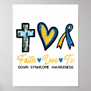 Faith Kärlek Down Syndrome Awareness Christian Man Poster