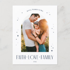 Faith Kärlek Family Modern Arch jul Blue Helg Vykort