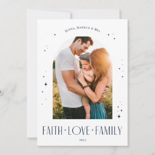 Faith Kärlek Family Modern Arch jul Blue Julkort