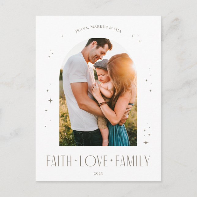 Faith Kärlek Family Modern Arch-juldesign Helg Vykort (Framsida)