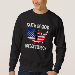 Faith Kärlek Freedom American Flagga Flower för Kr Lång Ärmad Tröja